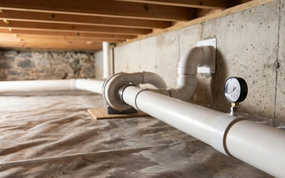 Radon mitigation systems for crawl space homes