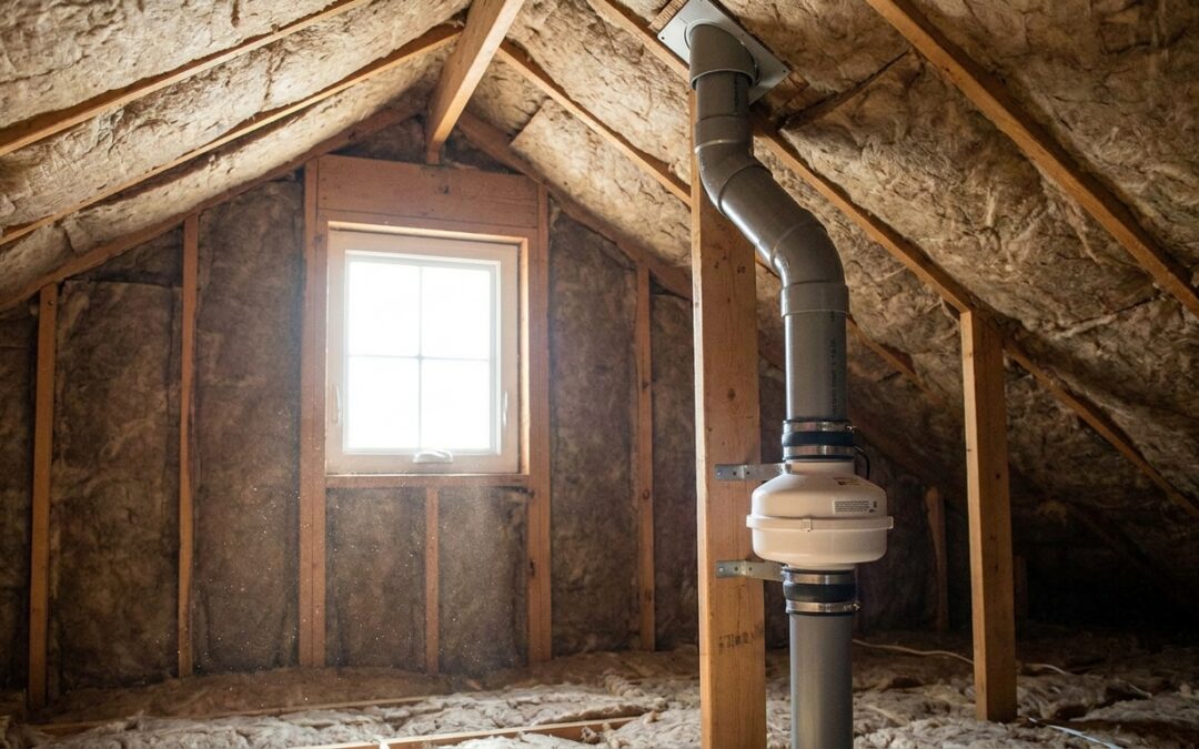 Radon mitigation systems installed in the attic