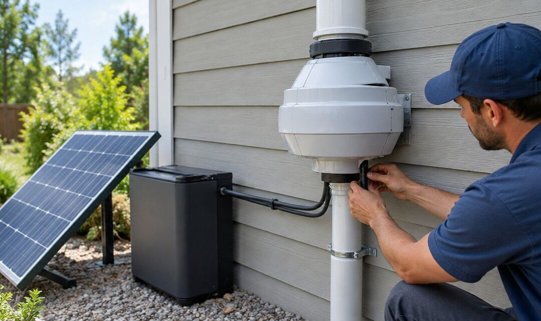 How to connect a radon mitigation fan to a solar battery backup